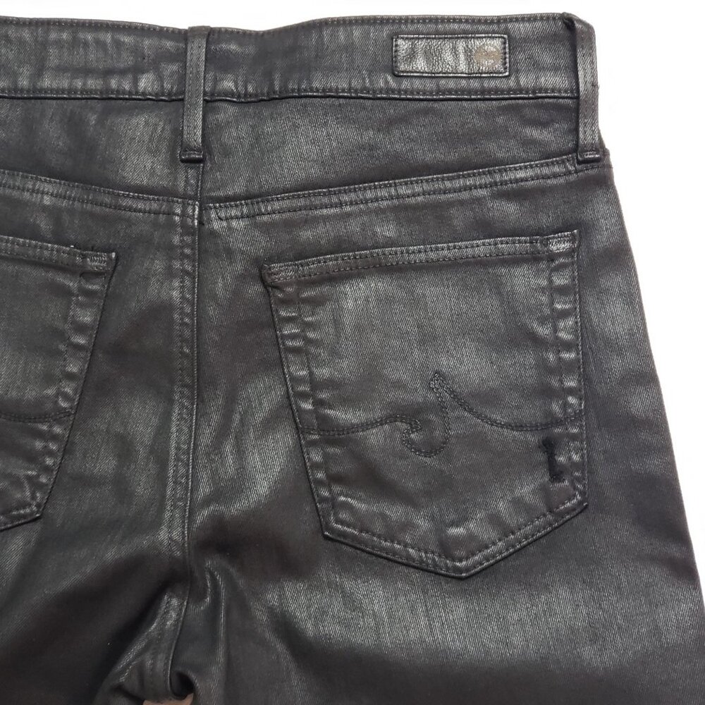 AG Adriano Goldschmied The Farrah Skinny Distressed Women's 27 Black Leatherette - Picture 12 of 16